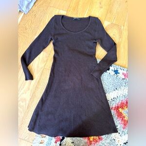 Peruvian connection long sleeve ribbed midi sweater dress medium 100% cotton